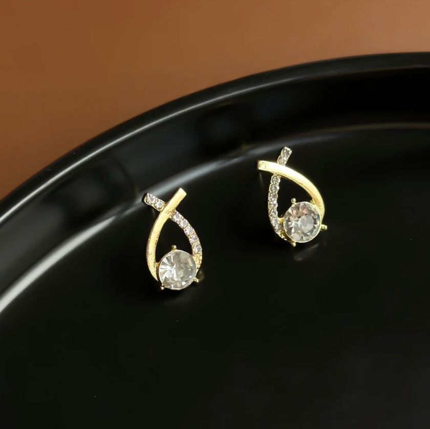 Crystal Teardrop Twist Stud Earrings