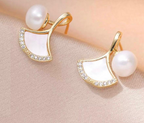 Pearl & Shell Fan Stud Earrings