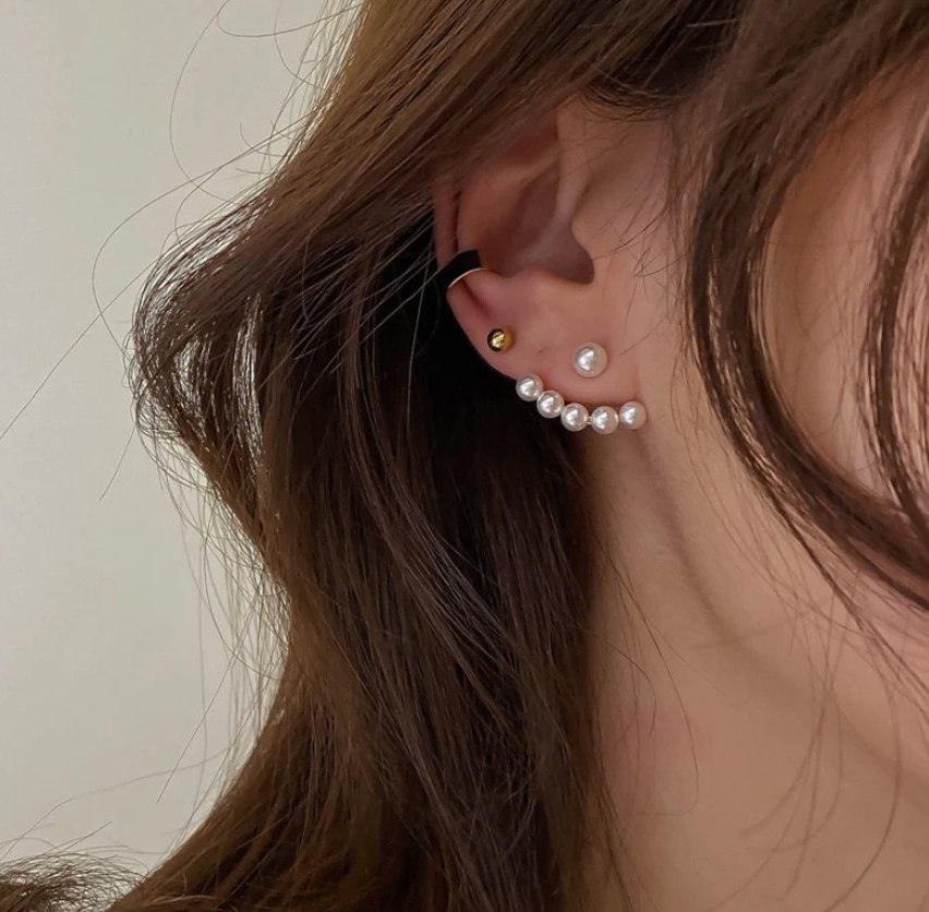 Multi-Pearl Fan Ear Jacket Earrings