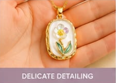 White Enamel Floral Pendant Necklace