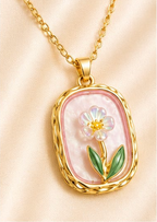 Pink Shell Daisy Pendant Necklace