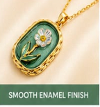 Green Enamel Daisy Pendant Necklace