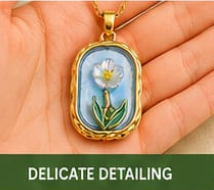 Blue Enamel Tulip Pendant Necklace