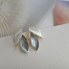 Dual Leaf Shell Stud Earrings