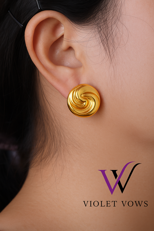 Sculpted Gold Swirl Studs