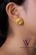 Sculpted Gold Swirl Studs