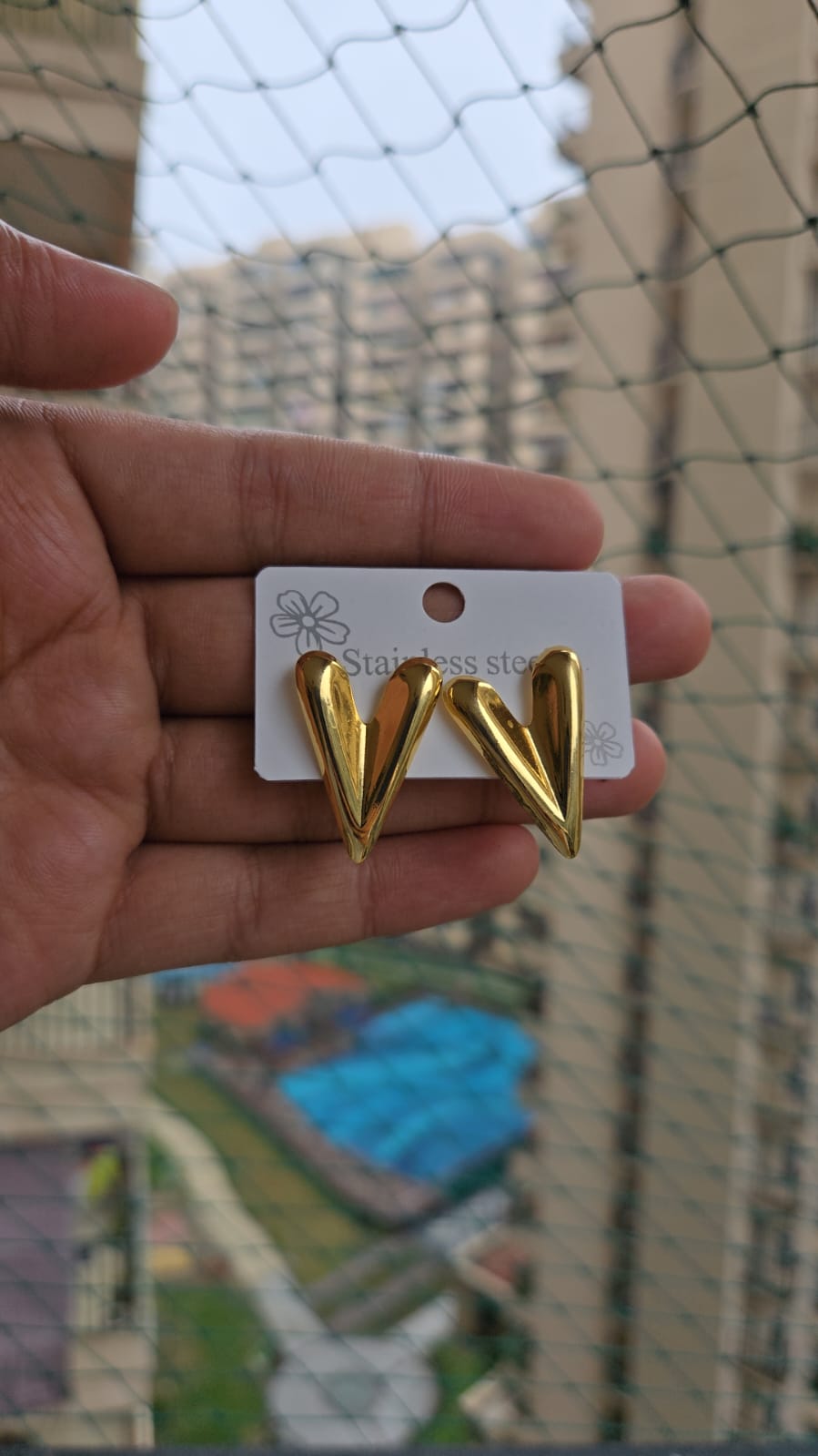 Sculpted Heart Studs - 3D Design | Gold Earrings for Women