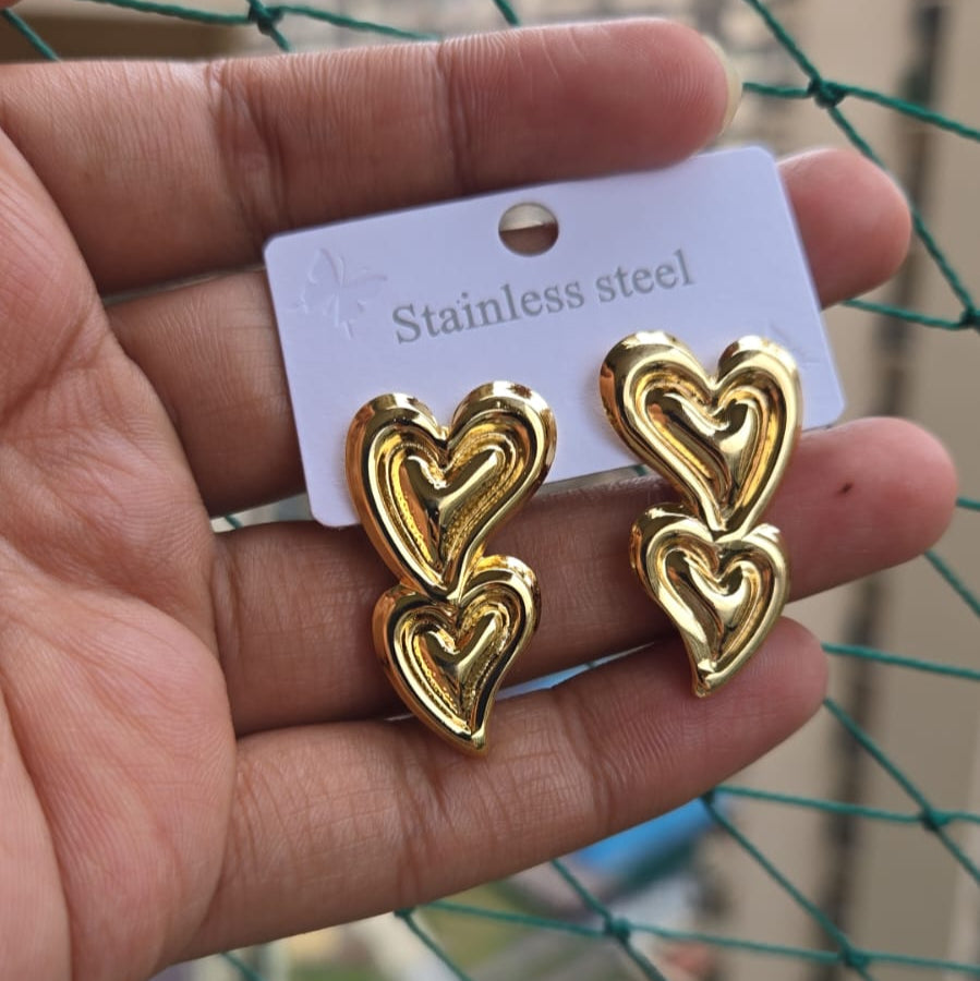 Stacked Heart Studs