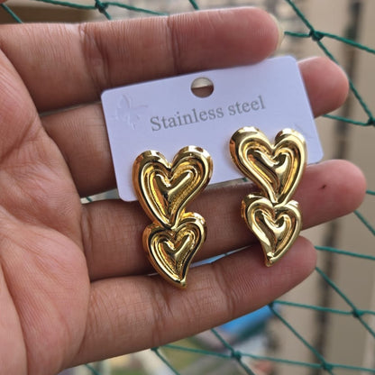 Stacked Heart Studs