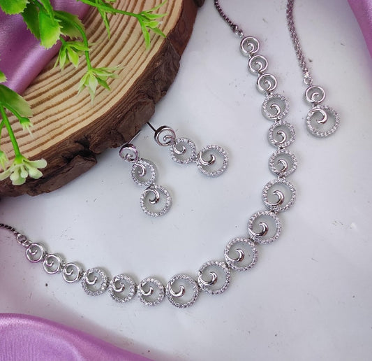 Myla CZ Designer Necklace Set - Sparkling Elegance American Diamond Necklace