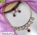 Mehendi Polish Hasli Set with Earrings - Maroon