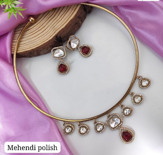 Mehendi Polish Hasli Set with Earrings