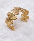 Trendy Gold Floral Cuff Bracelet