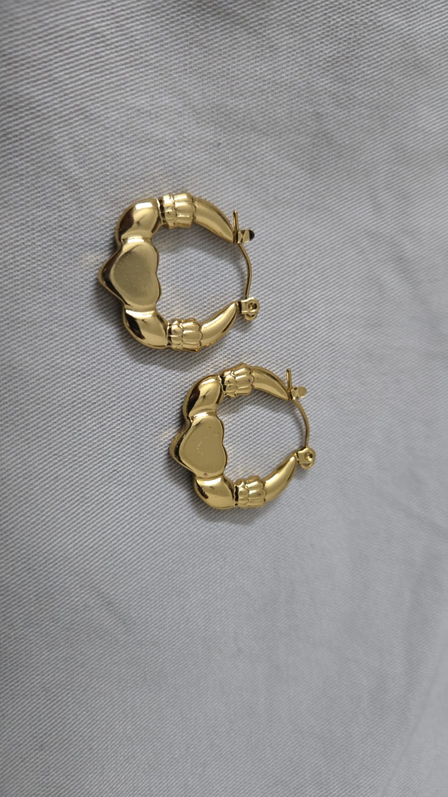 Gold Heart Bamboo Textured Hoops