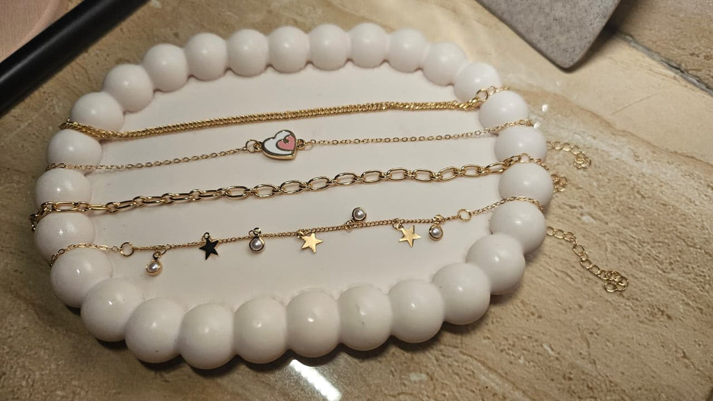 4-Piece Gold Layered Bracelet Combo Set | Star & Heart Charms