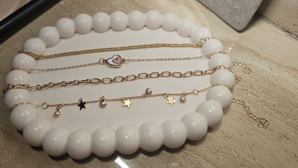 4-Piece Gold Layered Bracelet Combo Set | Star & Heart Charms