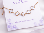 White Clover Flower Bracelet for Women – Gold Chain Elegant Charm Bracelet
