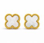 White Clover Stud Earrings for Women