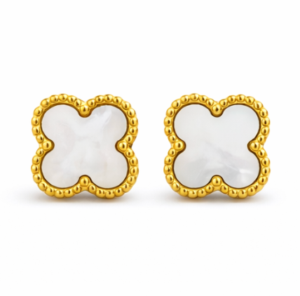 White Clover Stud Earrings for Women