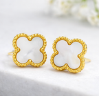 White Clover Stud Earrings for Women