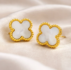 White Clover Stud Earrings for Women