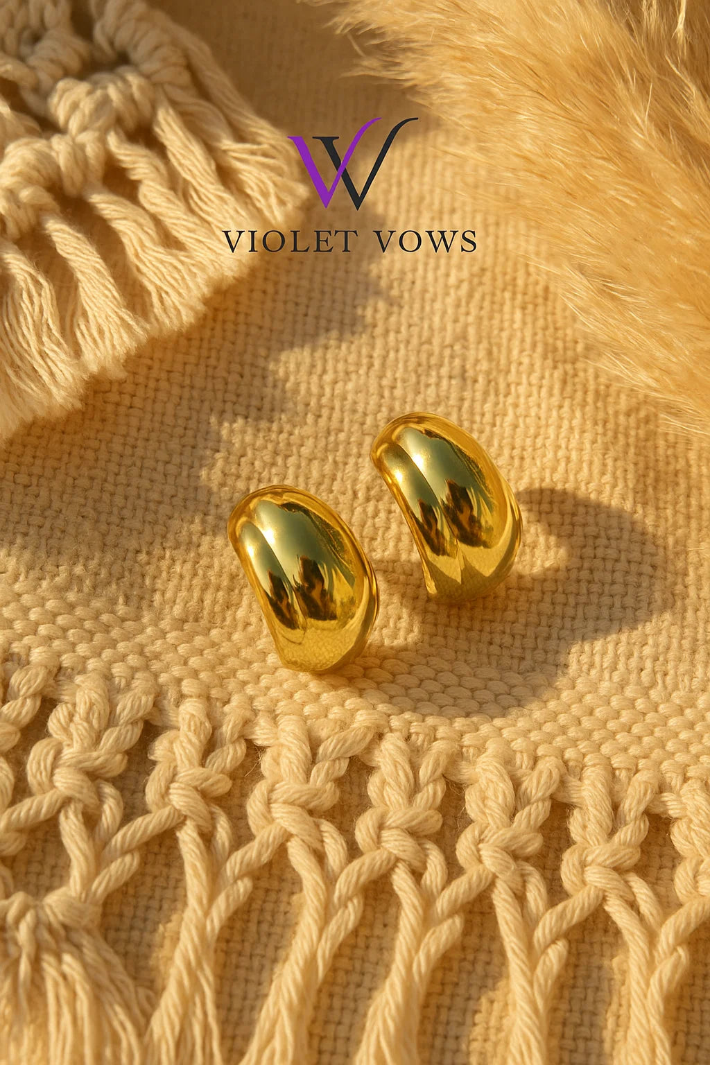 Sleek Gold Puffed Dome Earrings