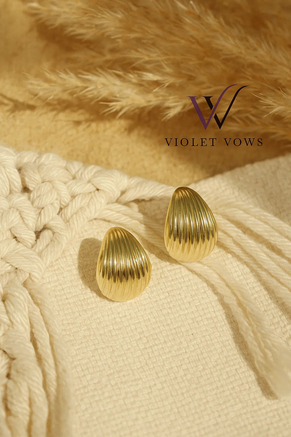 Gold Teardrop Stud Earrings