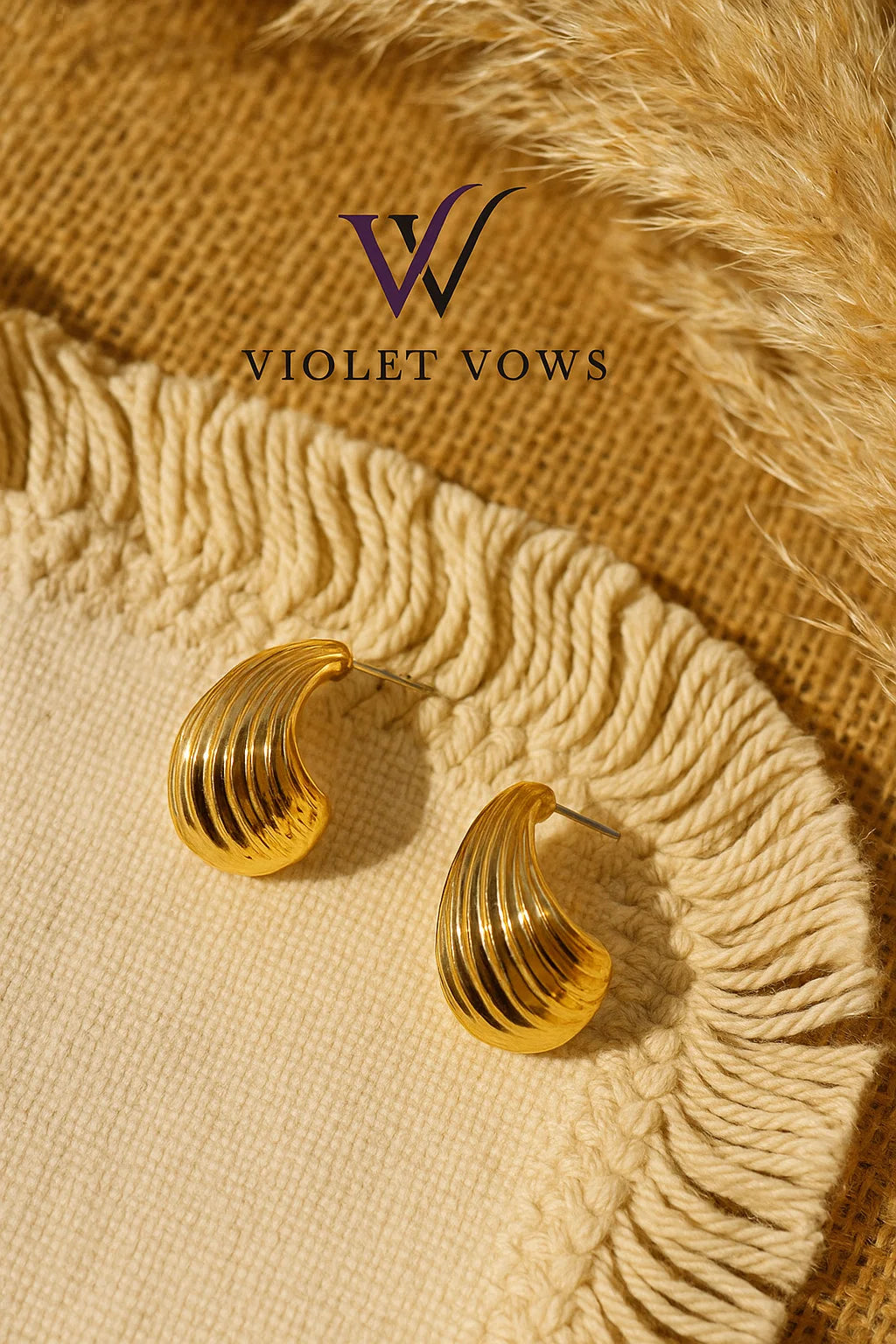 Gold Teardrop Stud Earrings