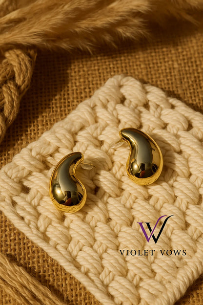 Sleek Gold Puddle Earrings