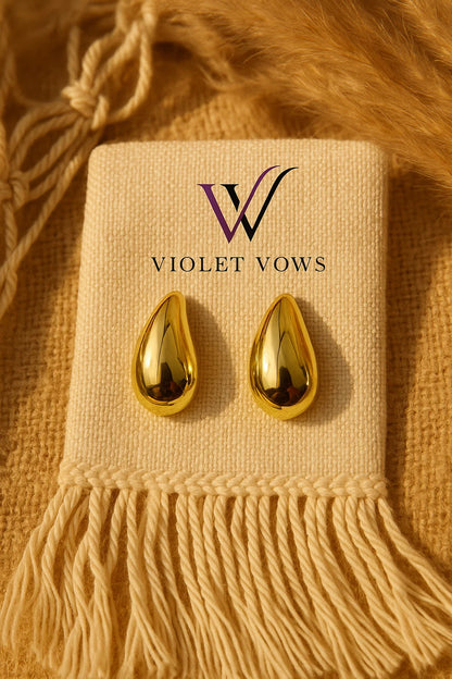 Sleek Gold Puddle Earrings