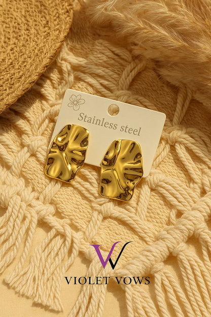 Golden Abstract Shape Earrings - Modern and Sculptural Studs