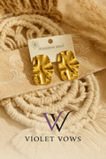 Golden Abstract Shape Earrings - Modern and Sculptural Studs