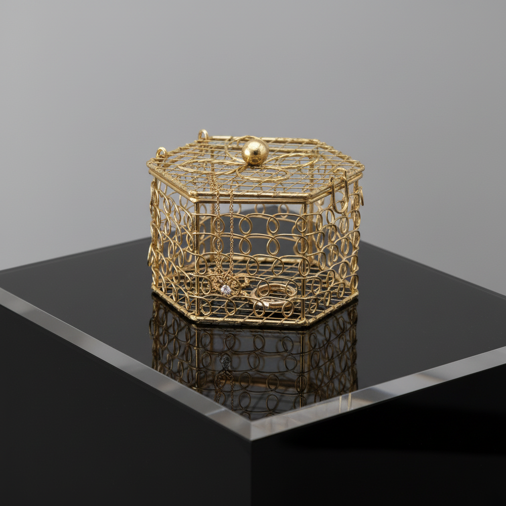 Black acrylic with jewelry