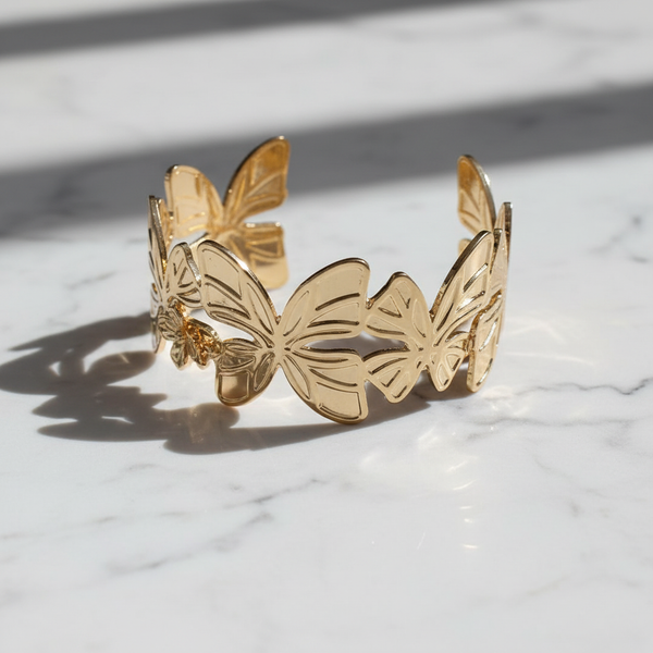 Gold Butterfly Open Cuff Bracelet for Women – Elegant Statement