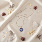 Evil Eye Necklace Cream Silk