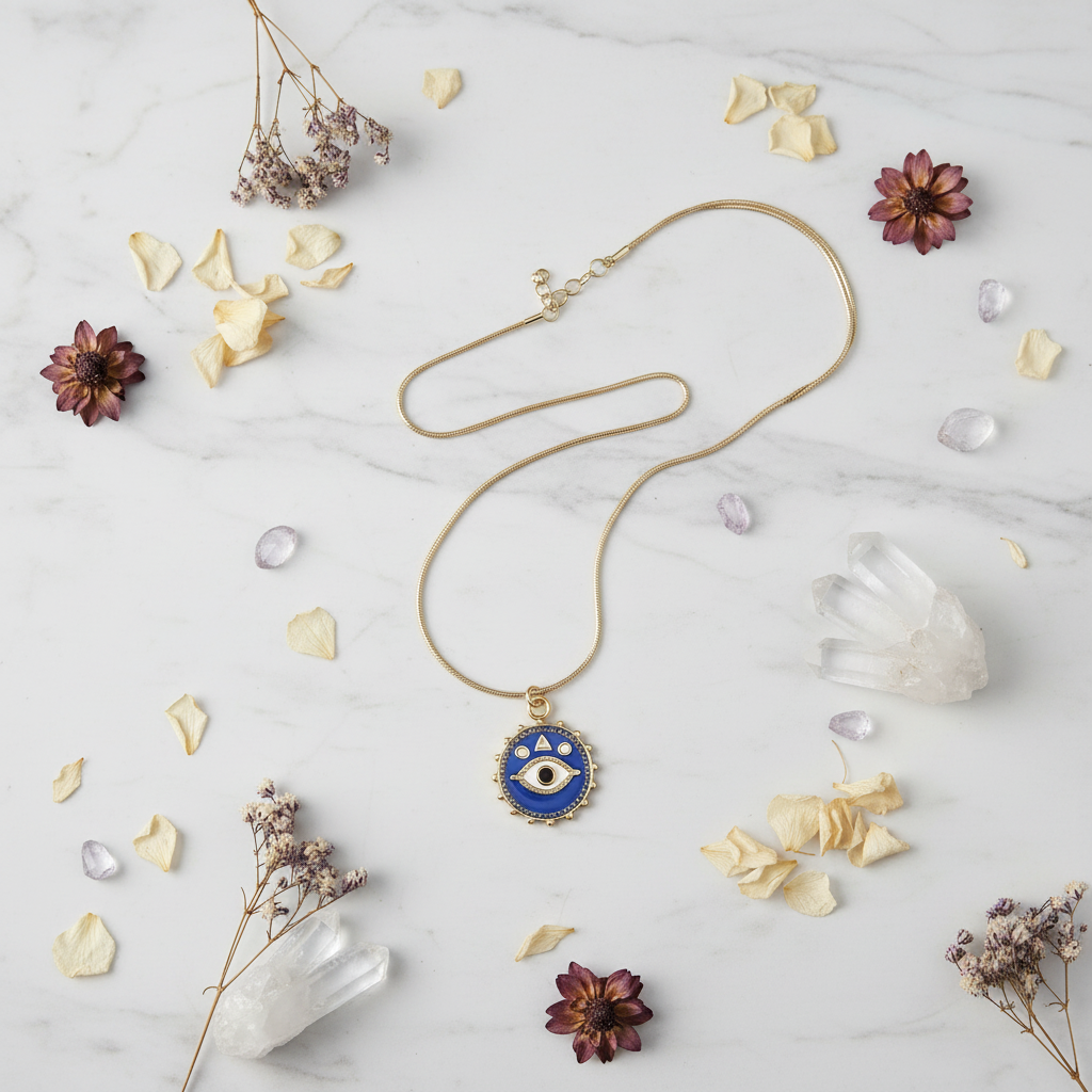Evil Eye Necklace White Marble