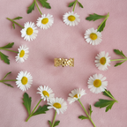 Gold Daisy Flower Open Cuff Ring | Anti-Tarnish