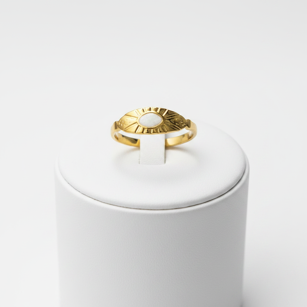 Gold Evil Eye Sunburst Open Cuff Ring | Anti-Tarnish