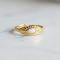 Gold Evil Eye Sunburst Open Cuff Ring | Anti-Tarnish
