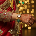 Green meenakari bracelet watch for bridal wear