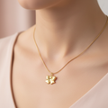 Gold 3D Bow Pendant Necklace - Stainless Steel Gold Snake Chain