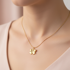 Gold 3D Bow Pendant Necklace - Stainless Steel Gold Snake Chain