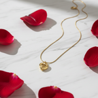 Gold Heart Locket Pendant Necklace - Stainless Steel Snake Chain