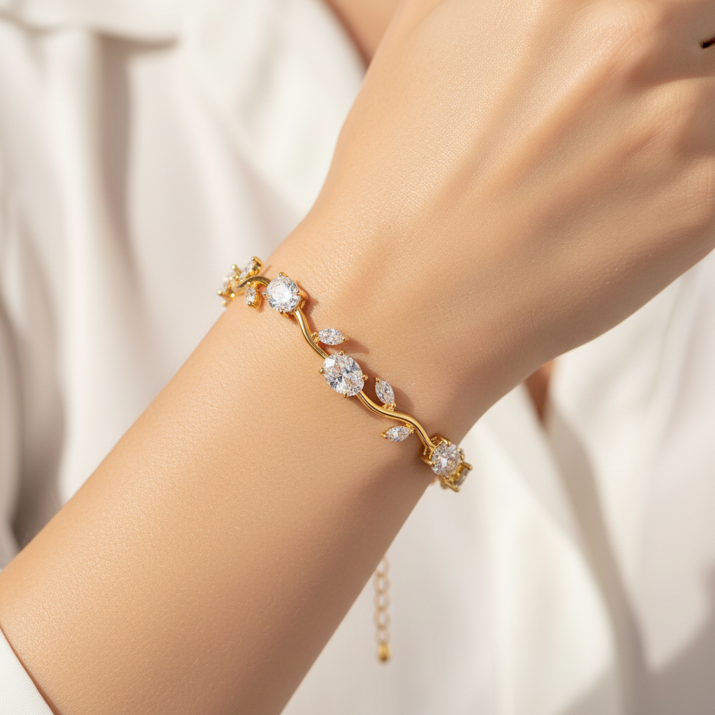Crystal Diamond Tulip Gemstone Bracelet