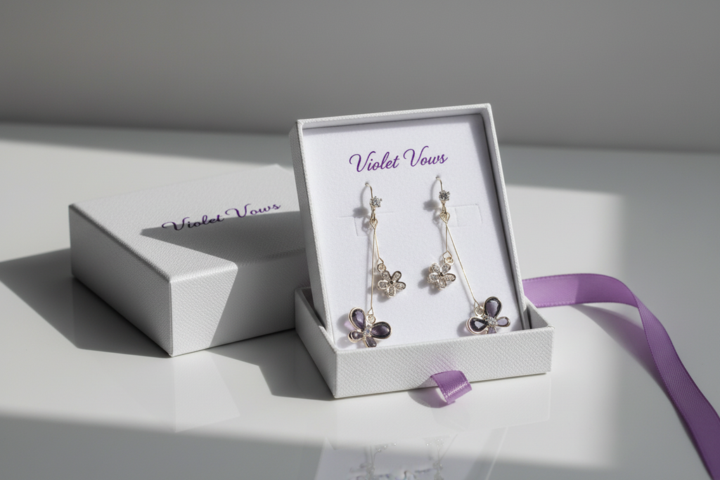 Black Zircon Flower Drop Earrings