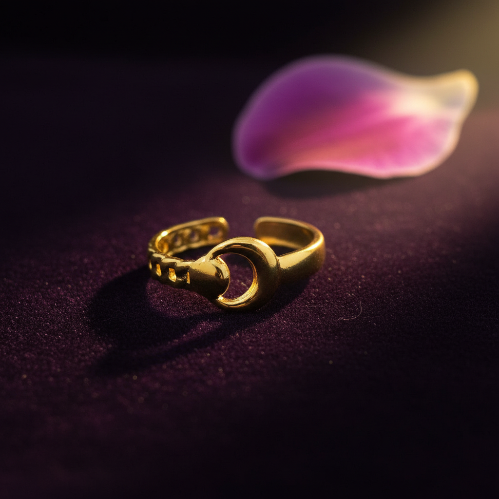 Gold Belt-Buckle Open Cuff Ring | Anti-Tarnish