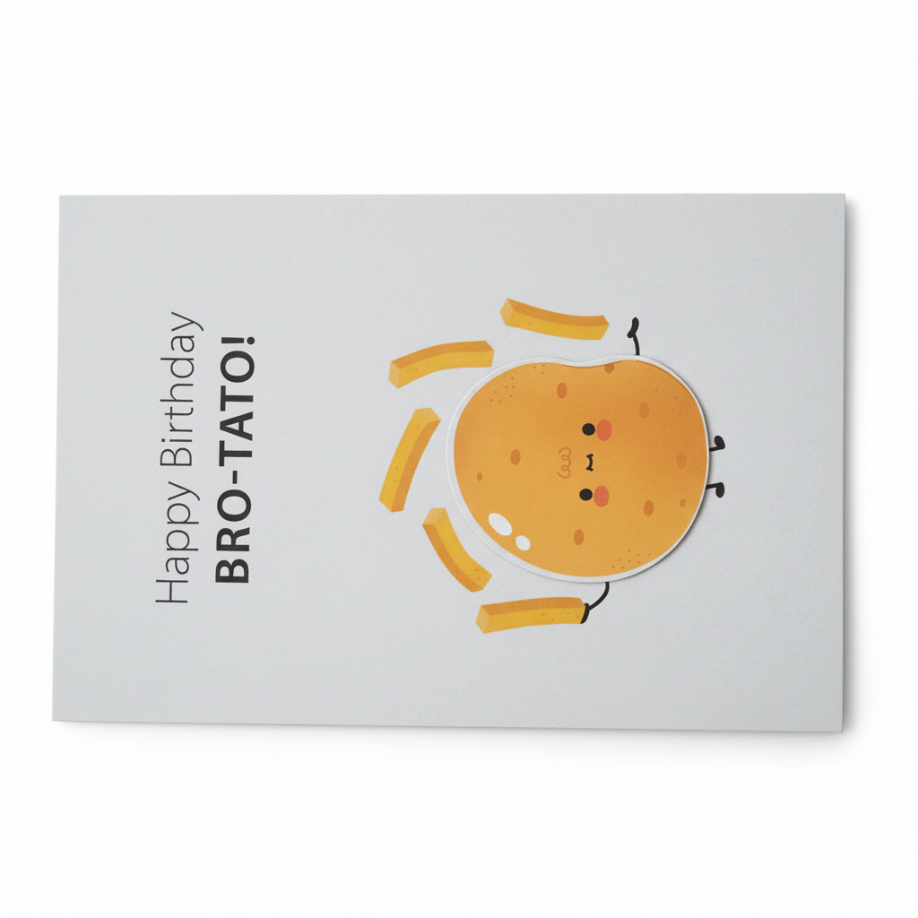 Close-up detail of cool potato character with fun expression