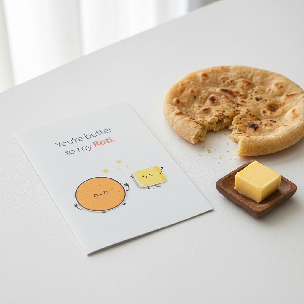 Greeting Card lifestyle photo with Indian bread and butter