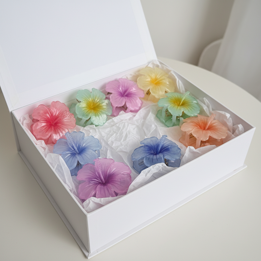 Hibiscus Flower Hair Clutcher Small | Resin Floral Claw Clip (Randon colour)