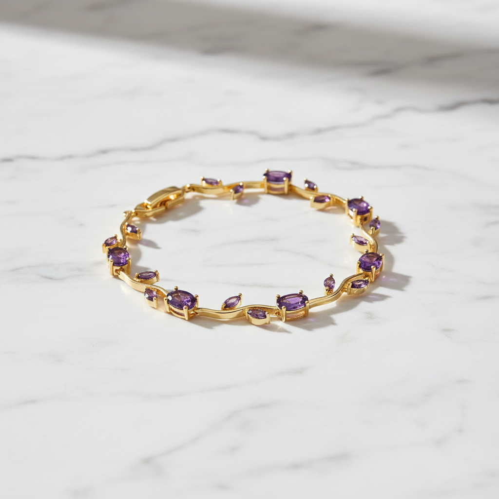 Purple Amethyst Tulip Gemstone Bracelet